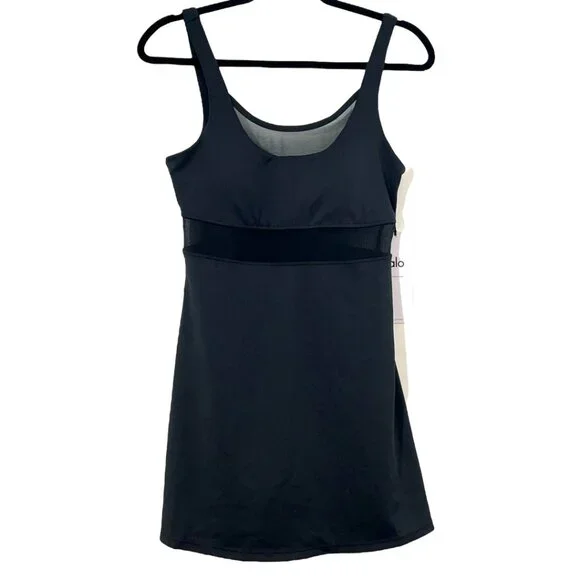ALO Yoga | Dresses | Alo Yoga Airlift Double Trouble Tennis Dress Black  Skorts W8236r Medium New | Poshmark
